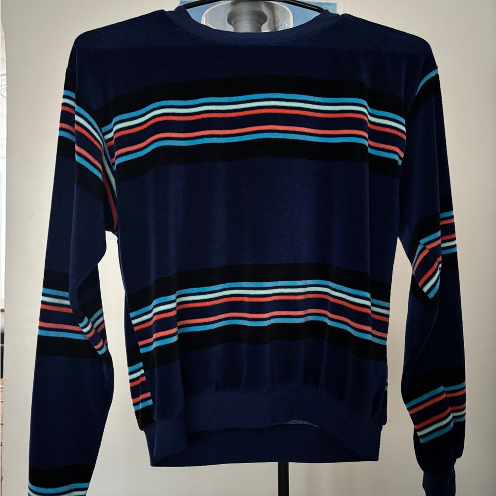 Urban Outfitters Navy Multicolor Striped Sweatshirt